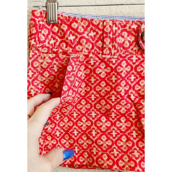 Red Camel Orange Floral Print Flat Front Chino Shorts 9 Juniors Lightweight Soft - Picture 2 of 5